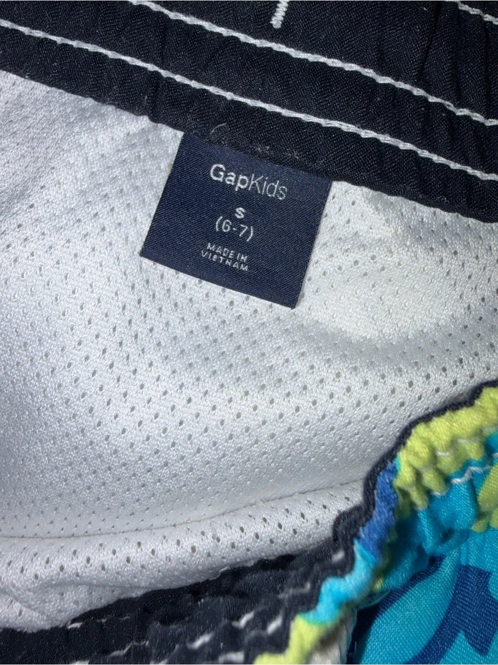 GAP Blue & Yellow Graphic Swim Trunks Boys 6/7